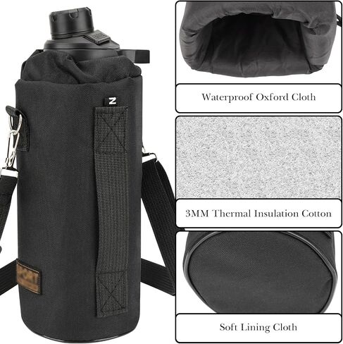 Linkidea Sports Water Bottle Carrier with Strap Compatible with Nalgene Sustain Tritan 48oz, CamelBak Chute Mag 50oz, Thick Waterbottle Cooler Bag Holder Shoulder Strap, Black in Kuwait