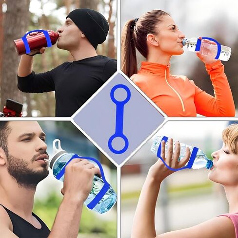 Water Bottle Handle Strap (4 Pack) - Non-Slip Silicone Carrier Grip for Running, Hiking, Gym & Bike - Portable Handheld Bottle Accessory for Cups & Water Bottles in Kuwait