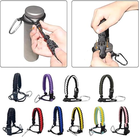 3Pcs Water Bottle Handle Strap for Outdoor Camping Water Bottle Water Bottle Handle Strap Paracord Handle with Safety Paracord Handle Carabiner Water Bottle Holder Lanyard,Water Accessories in Kuwait