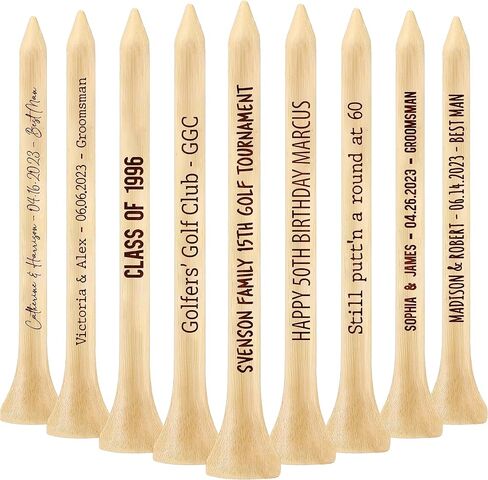Golf Gifts, 100 PCS Personalized Golf Tees with Custom Text I Wooden Golf Tees I Golf Gifts for Men, 20,40,60,80,100 PCS Available in Kuwait