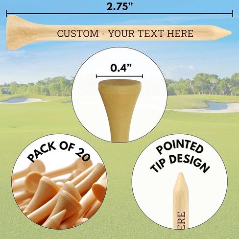 Golf Gifts, 100 PCS Personalized Golf Tees with Custom Text I Wooden Golf Tees I Golf Gifts for Men, 20,40,60,80,100 PCS Available in Kuwait
