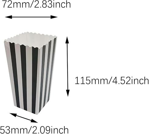 SQXBK 40PCS 115mm Disposable Striped Popcorn Box Birthday Party Snack Packaging Containers for Holding Chips Fries Candies in Kuwait