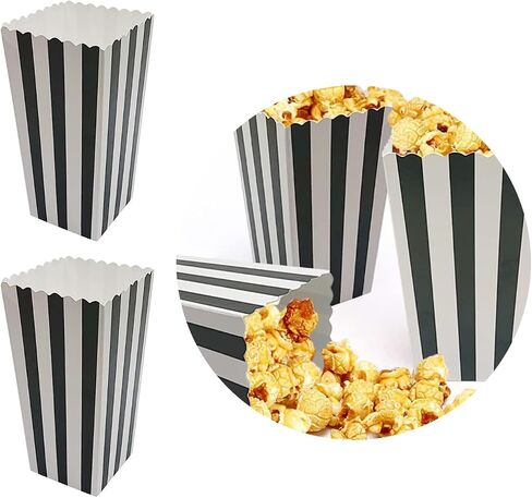 SQXBK 40PCS 115mm Disposable Striped Popcorn Box Birthday Party Snack Packaging Containers for Holding Chips Fries Candies in Kuwait