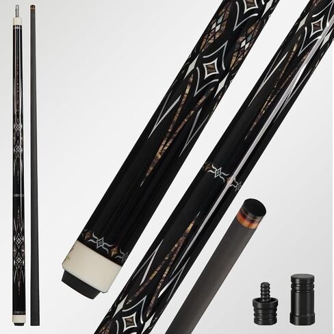 Carbon Fiber Pool Cue, 58" Pro Taper Low Deflection Professional Pool Cue, 100% Carbon Fiber Shaft, 11.8mm 10 Layered Pigskins Cue Tip, Stainless Steel 3/8-8 Joint Pool Sticks for Adults in Kuwait