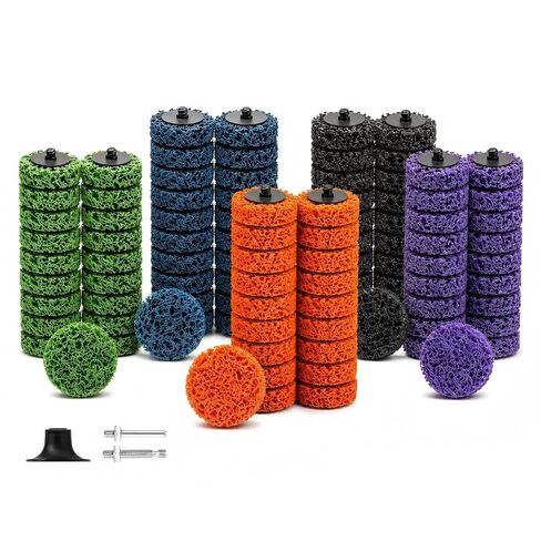 Novabright 93 Pcs Paint Stripper Metal 2 Inch R Type Quick Change Strip Discs Multicolor Kit Rust Removal Wheel for Die Grinder/Drill with 1/4" Holder for Rust, Oxidation, Paint Removal in Kuwait