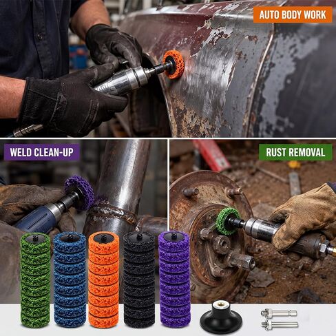 Novabright 93 Pcs Paint Stripper Metal 2 Inch R Type Quick Change Strip Discs Multicolor Kit Rust Removal Wheel for Die Grinder/Drill with 1/4" Holder for Rust, Oxidation, Paint Removal in Kuwait