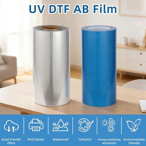100M A3 12in×328ft UV DTF A B Film لطابعة الملصقات UV DTF الطباعة مباشرة على الملصق 1 لفة خلفية شفافة 100M A Films + 1 Roll 100M B Films in Kuwait