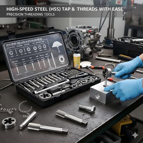 HSS 1 5/16-8 UN Tap and Die Set, 1-5/16 Inch - 8 Thread Per Inch Unified Constant Pitch, Right Hand High Speed Steel Machine Plug Tap and Round Threading Die, 2-Piece Metalworking Tool Kit in Kuwait