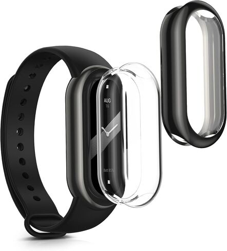 حافظة kwmobile متوافقة مع حافظة Xiaomi Mi Band 10 / Smart Band 10 - 2X غطاء لتتبع اللياقة البدنية من السيليكون TPU - شفاف/أسود in Kuwait