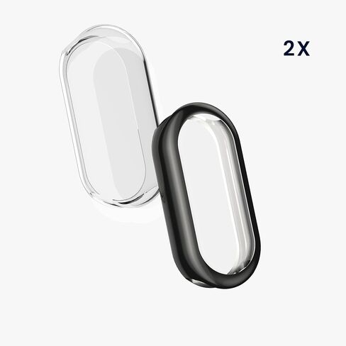 حافظة kwmobile متوافقة مع حافظة Xiaomi Mi Band 10 / Smart Band 10 - 2X غطاء لتتبع اللياقة البدنية من السيليكون TPU - شفاف/أسود in Kuwait