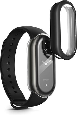 حافظة kwmobile متوافقة مع حافظة Xiaomi Mi Band 10 / Smart Band 10 - 2X غطاء لتتبع اللياقة البدنية من السيليكون TPU - شفاف/أسود in Kuwait