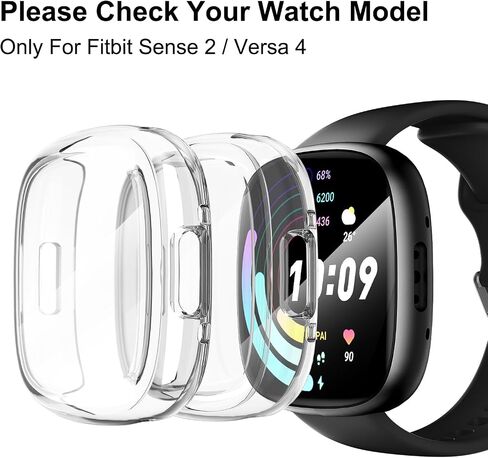 حافظة من 5 قطع من مادة TPU لجهاز Fitbit Sense 2 / Versa 4, 5 شفافة | غطاء واقي شاشة TPU شامل، مضاد للخدش، غطاء حماية نحيف، للرجال والنساء in Kuwait