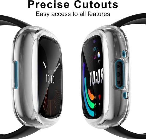 حافظة من 5 قطع من مادة TPU لجهاز Fitbit Sense 2 / Versa 4, 5 شفافة | غطاء واقي شاشة TPU شامل، مضاد للخدش، غطاء حماية نحيف، للرجال والنساء in Kuwait