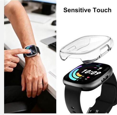 حافظة من 5 قطع من مادة TPU لجهاز Fitbit Sense 2 / Versa 4, 5 شفافة | غطاء واقي شاشة TPU شامل، مضاد للخدش، غطاء حماية نحيف، للرجال والنساء in Kuwait