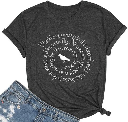 Country Music Shirt Women Blackbird Singing in The Dead of Night Tee Funny Beatles Shirts Vintage Short Sleeve Top in Kuwait