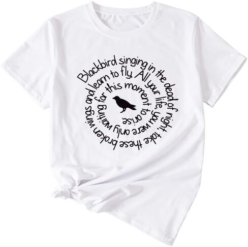 Country Music Shirt Women Blackbird Singing in The Dead of Night Tee Funny Beatles Shirts Vintage Short Sleeve Top in Kuwait