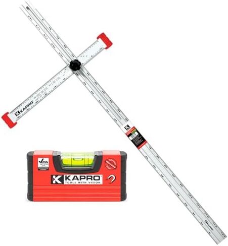 Kapro - تتضمن حزمة T-Square تصميم الحوائط الجافة المصنوعة من الألومنيوم القابل للتعديل ووضع علامات على شكل T ومستوى الجيب العملي - 4 بوصات in Kuwait