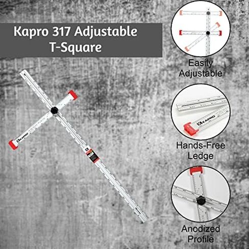 Kapro - تتضمن حزمة T-Square تصميم الحوائط الجافة المصنوعة من الألومنيوم القابل للتعديل ووضع علامات على شكل T ومستوى الجيب العملي - 4 بوصات in Kuwait