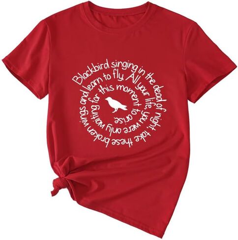 Country Music Shirt Women Blackbird Singing in The Dead of Night Tee Funny Beatles Shirts Vintage Short Sleeve Top in Kuwait