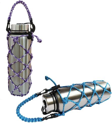 Paracord Holder Water Bottle Carrier Sling Sleeve for Hydro Flask Tumbler Hold 12 18 24 32 40 oz Stainless Steel or Plastic Insulated Bottle Flask- Pack of 2 in Kuwait
