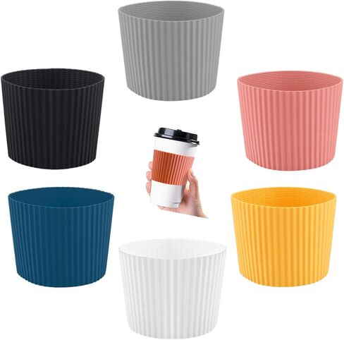 6 Pcs Silicone Cup Sleeve, Heat Resistant Coffee Cup Protective, Sleeve Nonslip Glass Bottle Mug Protector Cover for Home Travel (Style B) in Kuwait