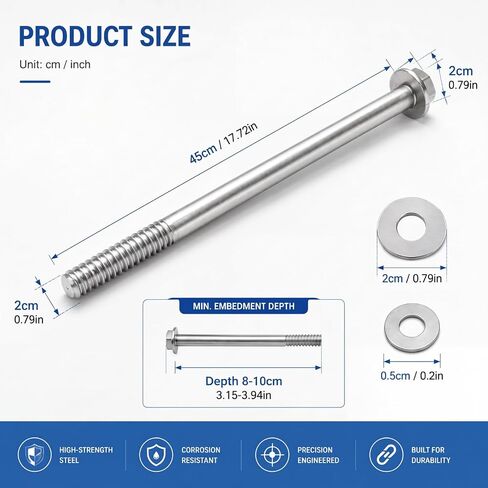 2 Pack Floating Shower Bench Hardware, Hidden Mounting Kit, Heavy Duty Stainless Steel Support Rods, Adjustable 3/4" x 17.5" Concealed Wall Anchors for Tile Bathroom Seat Installation in Kuwait