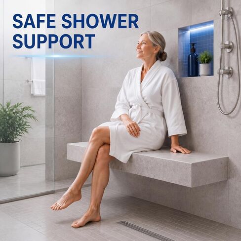 2 Pack Floating Shower Bench Hardware, Hidden Mounting Kit, Heavy Duty Stainless Steel Support Rods, Adjustable 3/4" x 17.5" Concealed Wall Anchors for Tile Bathroom Seat Installation in Kuwait
