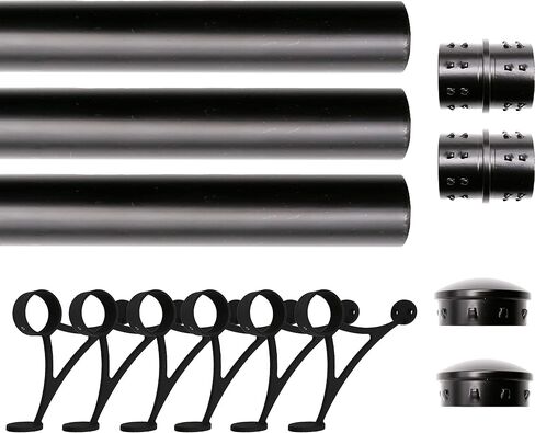 Solid Bar Mount Foot Rail Kit, 2" OD Matt Black Stainless Steel Tubing w/Internal Connector, Combination Foot Rail Brackets, Tapered End Cap, 19 ft = 76 in x 3 in Kuwait