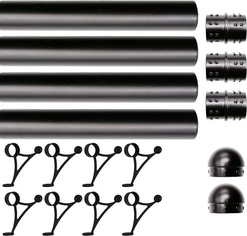 Solid Bar Mount Foot Rail Kit, 2" OD Matt Black Stainless Steel Tubing w/Internal Connector, Combination Foot Rail Brackets, Tapered End Cap, 19 ft = 76 in x 3 in Kuwait