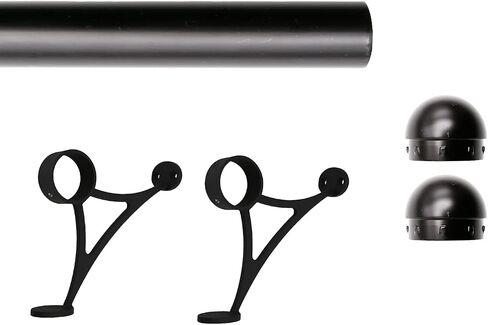 Solid Bar Mount Foot Rail Kit, 2" OD Matt Black Stainless Steel Tubing w/Internal Connector, Combination Foot Rail Brackets, Tapered End Cap, 19 ft = 76 in x 3 in Kuwait