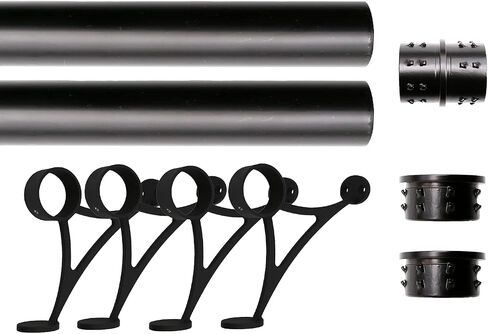 Solid Bar Mount Foot Rail Kit, 2" OD Matt Black Stainless Steel Tubing w/Internal Connector, Combination Foot Rail Brackets, Tapered End Cap, 19 ft = 76 in x 3 in Kuwait