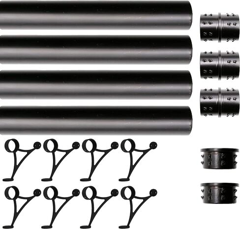 Solid Bar Mount Foot Rail Kit, 2" OD Matt Black Stainless Steel Tubing w/Internal Connector, Combination Foot Rail Brackets, Tapered End Cap, 19 ft = 76 in x 3 in Kuwait