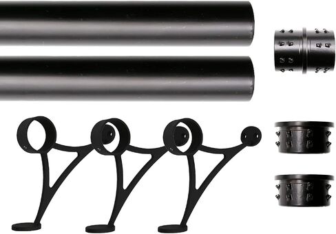 Solid Bar Mount Foot Rail Kit, 2" OD Matt Black Stainless Steel Tubing w/Internal Connector, Combination Foot Rail Brackets, Tapered End Cap, 19 ft = 76 in x 3 in Kuwait