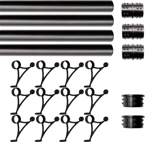 Solid Bar Mount Foot Rail Kit, 2" OD Matt Black Stainless Steel Tubing w/Internal Connector, Combination Foot Rail Brackets, Tapered End Cap, 19 ft = 76 in x 3 in Kuwait