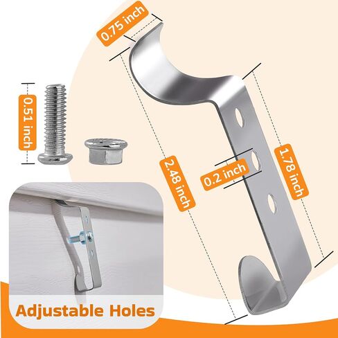 ANDGOO 8 Pack Vinyl Siding Hooks, No Hole Siding Clips with Screws, Vinyl Siding Hangers for Hanging Outdoor, Heavy Duty Outside Camera Mount, for Doorbell, Outdoor Lights & Cables in Kuwait