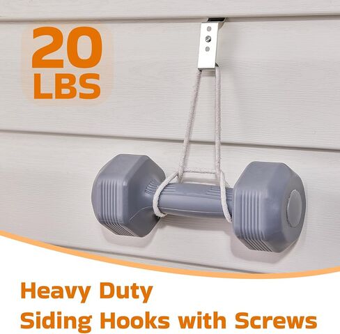 ANDGOO 8 Pack Vinyl Siding Hooks, No Hole Siding Clips with Screws, Vinyl Siding Hangers for Hanging Outdoor, Heavy Duty Outside Camera Mount, for Doorbell, Outdoor Lights & Cables in Kuwait