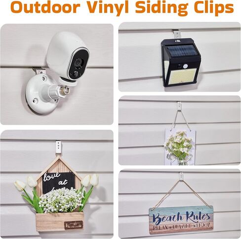 ANDGOO 8 Pack Vinyl Siding Hooks, No Hole Siding Clips with Screws, Vinyl Siding Hangers for Hanging Outdoor, Heavy Duty Outside Camera Mount, for Doorbell, Outdoor Lights & Cables in Kuwait