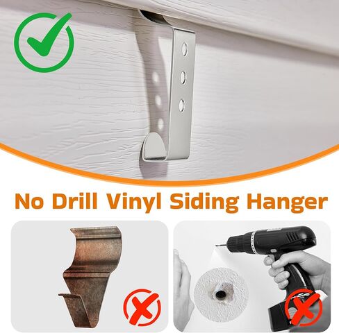 ANDGOO 8 Pack Vinyl Siding Hooks, No Hole Siding Clips with Screws, Vinyl Siding Hangers for Hanging Outdoor, Heavy Duty Outside Camera Mount, for Doorbell, Outdoor Lights & Cables in Kuwait