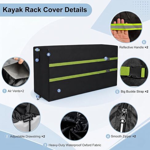 Kayak Rack Cover,for 2-4 Levels 10-12ft Kayaks Rack,12.1'L x 3'W x 4.6'H Freestanding Stand Cover Outdoor for Stand of Kayaks, SUPs, Paddleboards & Surfboards Storage,Windproof with 2 Bukcle Strap in Kuwait