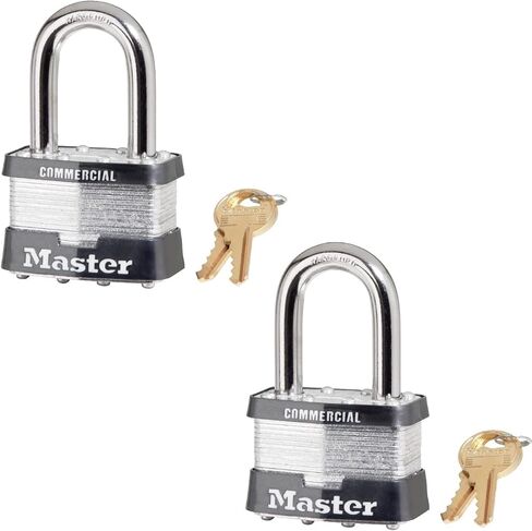 Master Lock Padlock - 2" W Body x 1.5" L Shackle, Ten (10) Keyed Alike Locks w/20 Keys, 5NKALF-10 w/Bump Stop Technology in Kuwait