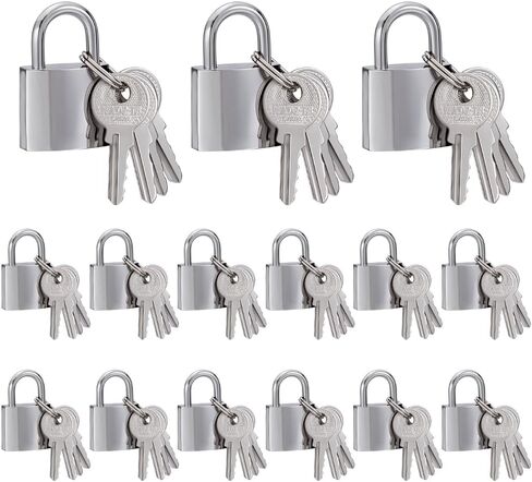 AHANDMAKER 15Pcs Solid Steel Keyed Different Padlocks, 0.83 Inch Heavy Duty Steel Locks with 60Pcs Keys Waterproof Individually Keyed Padlock for Outdoor Indoor Gates Lockers Luggage Toolboxes in Kuwait