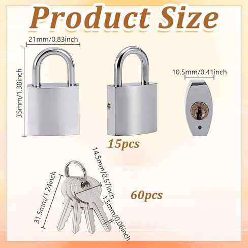AHANDMAKER 15Pcs Solid Steel Keyed Different Padlocks, 0.83 Inch Heavy Duty Steel Locks with 60Pcs Keys Waterproof Individually Keyed Padlock for Outdoor Indoor Gates Lockers Luggage Toolboxes in Kuwait