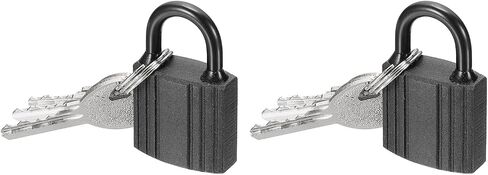 PATIKIL 2 Pcs Weatherproof Padlocks, 1.3 Inch Wide Alloy Steel Outdoor Rustproof Short Beam Locks Vinyl Wrapped Waterproof Pin Tumbler Padlock with Brass Cylinder for Garages, Black in Kuwait