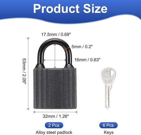 PATIKIL 2 Pcs Weatherproof Padlocks, 1.3 Inch Wide Alloy Steel Outdoor Rustproof Short Beam Locks Vinyl Wrapped Waterproof Pin Tumbler Padlock with Brass Cylinder for Garages, Black in Kuwait