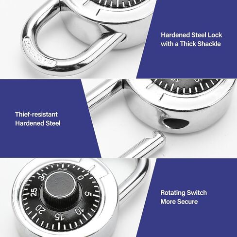 Combination Padlock for Locker – Fixed Dial Lock with Unique Combinations, Black Turntable, for Gym, School, Toolbox & More – Pack of 1 in Kuwait
