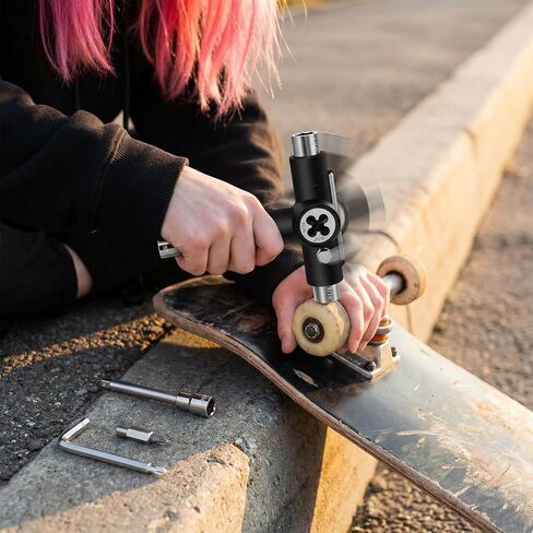 Skateboard Repair Tools Kit,T-Shaped Skateboard Tool with Allen Wrench Portable Multifunctional Replacement Skate Also for Scooter, Bike, Roller in Kuwait