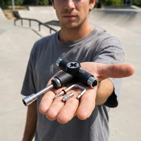 Skateboard Repair Tools Kit,T-Shaped Skateboard Tool with Allen Wrench Portable Multifunctional Replacement Skate Also for Scooter, Bike, Roller in Kuwait