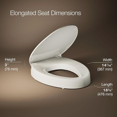KOHLER 25875-47 Hyten® Elevated Quiet-Close™ elongated toilet seat, Almond in Kuwait