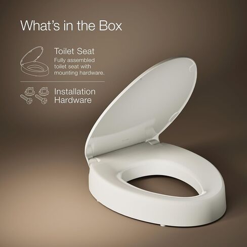 KOHLER 25875-47 Hyten® Elevated Quiet-Close™ elongated toilet seat, Almond in Kuwait