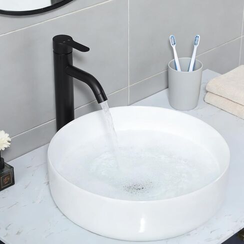 Vessel Sink Faucet Black, Single Handle Single Hole Rv Bathroom Faucet, Tall Lavatory Vanity Sink Faucets with Pop Up Drain and Two 3/8" Hoses in Kuwait